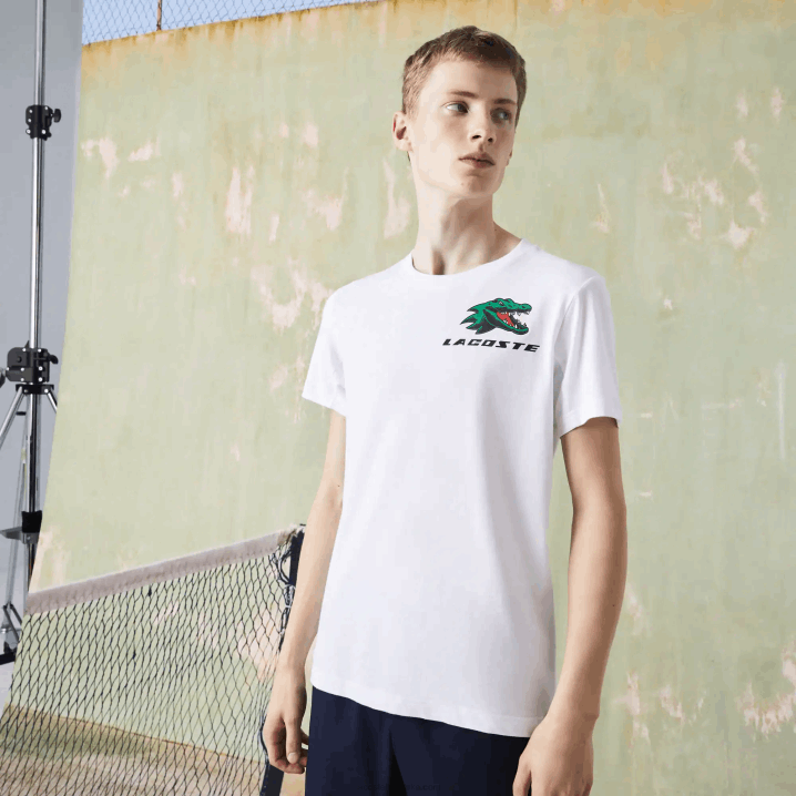 bijela 001 6H4B681 muškarci Lacoste sportska teniska majica s printom krokodila