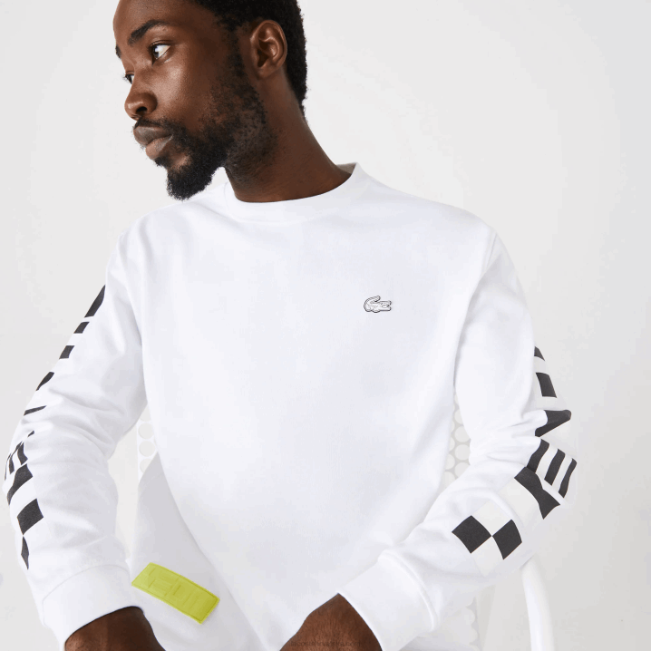 bijela 001 6H4B796 muškarci Lacoste široka majica s printom