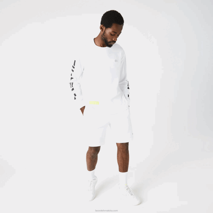 bijela 001 6H4B796 muškarci Lacoste široka majica s printom