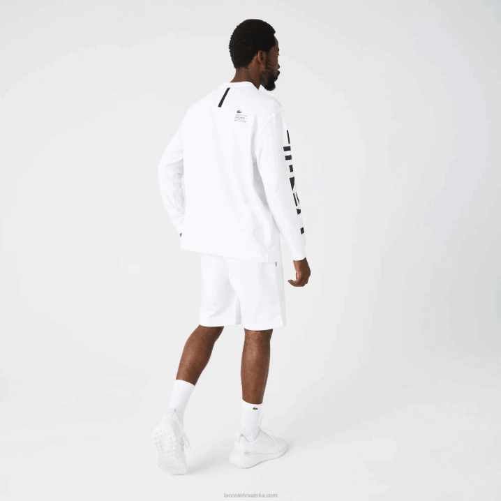 bijela 001 6H4B796 muškarci Lacoste široka majica s printom