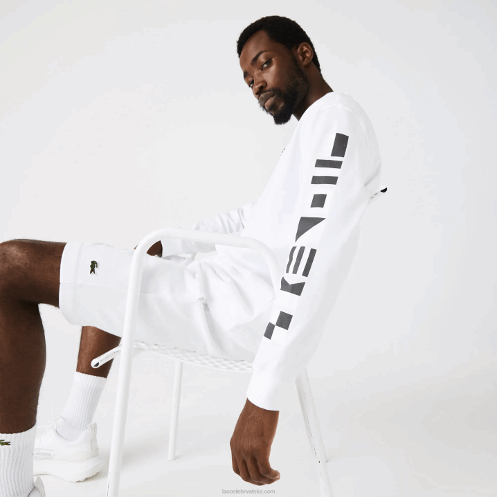 bijela 001 6H4B796 muškarci Lacoste široka majica s printom