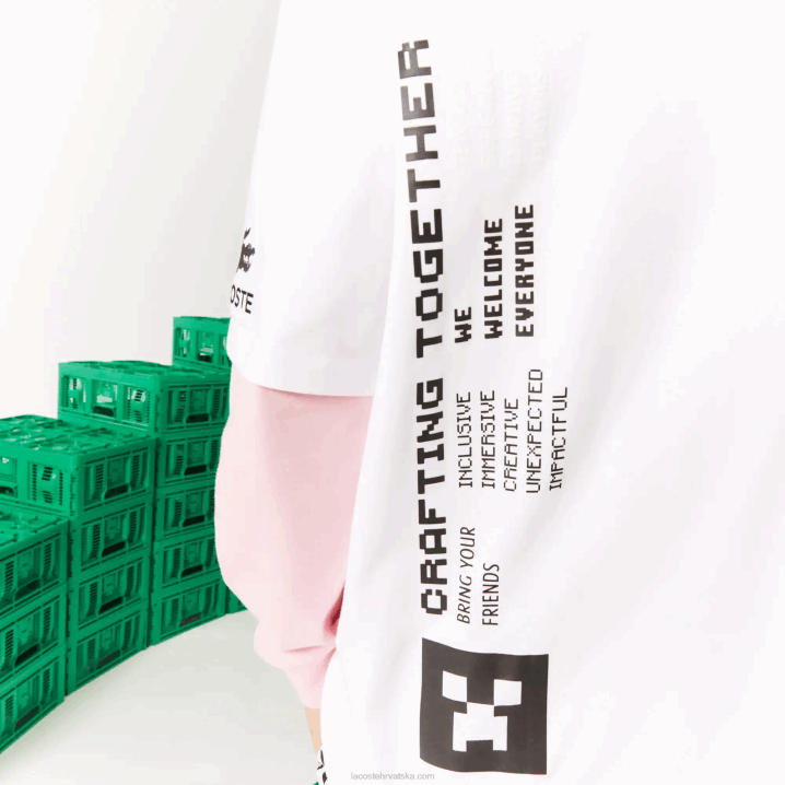 bijela 001 6H4B853 muškarcilacoste x minecraft majica širokih krojeva od organskog pamuka
