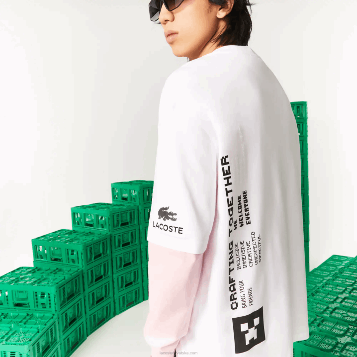 bijela 001 6H4B853 muškarcilacoste x minecraft majica širokih krojeva od organskog pamuka