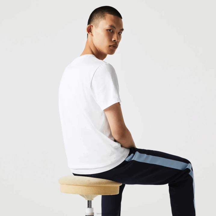 bijela 001 6H4B919 muškarci Lacoste majica kratkih rukava od organskog pamuka u boji krokodila s okruglim izrezom