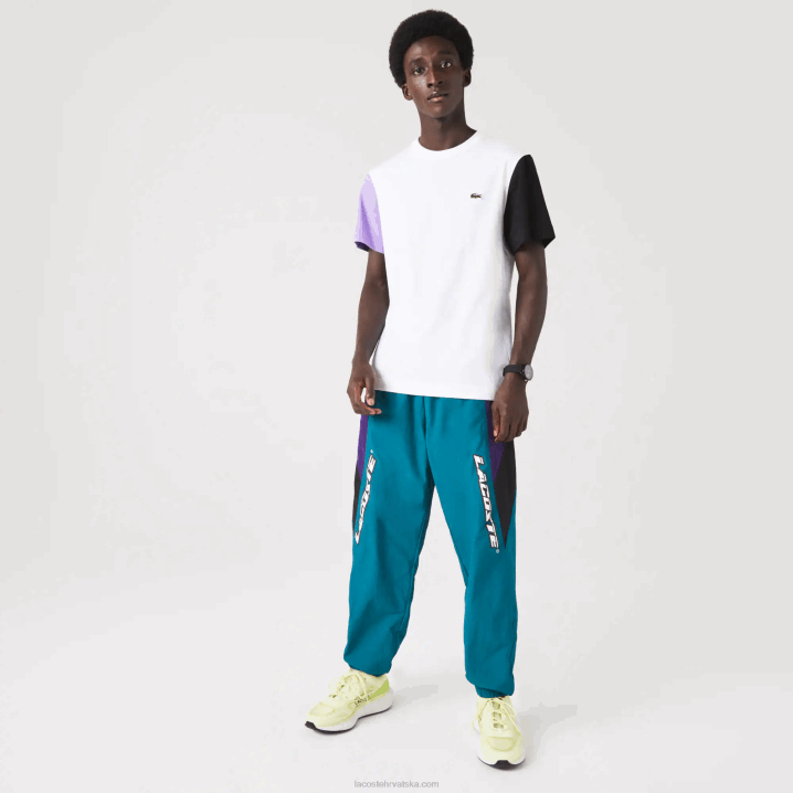 bijela ljubičasta crna uwx 6H4B813 muškarci Lacoste majica kratkih rukava od pamučnog žerseja standardnog kroja