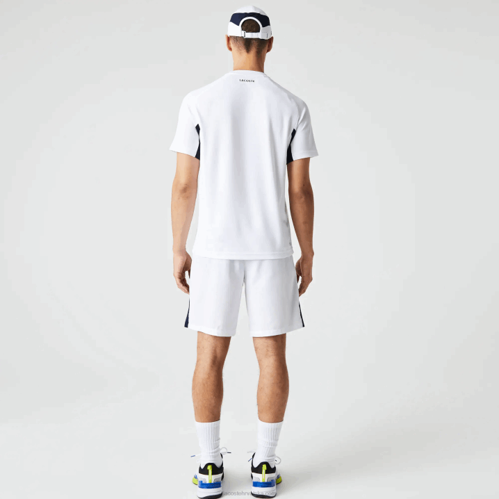 bijela tamnoplava bijela y2u 6H4B583 muškarci Lacoste sportska color-block ultra-dry pique teniska majica