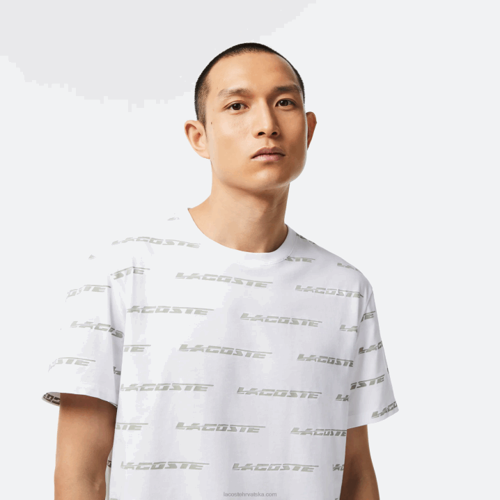 bijeli kaki zeleni gy8 6H4B502 muškarci Lacoste majica s printom logotipa od pamučnog jerseya