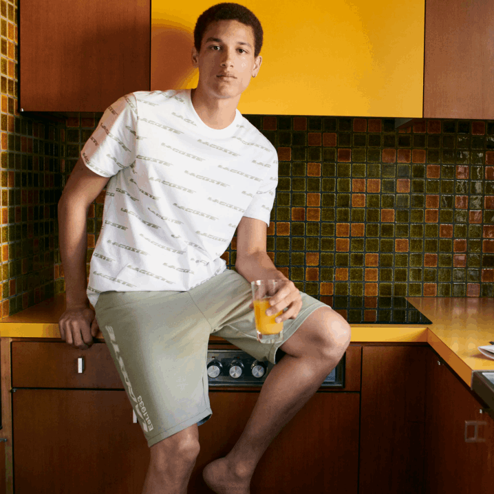 bijeli kaki zeleni gy8 6H4B502 muškarci Lacoste majica s printom logotipa od pamučnog jerseya