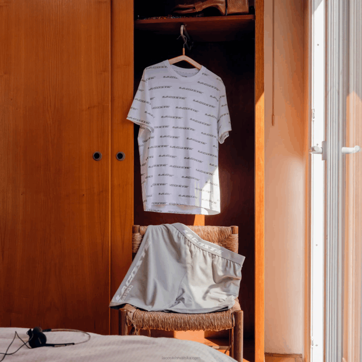 bijeli kaki zeleni gy8 6H4B502 muškarci Lacoste majica s printom logotipa od pamučnog jerseya