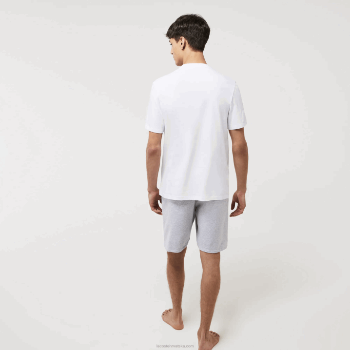 bijelo zelena 7wj 6H4B1343 muškarci Lacoste pamučna salonska majica s krokodilskim izrezom od velura