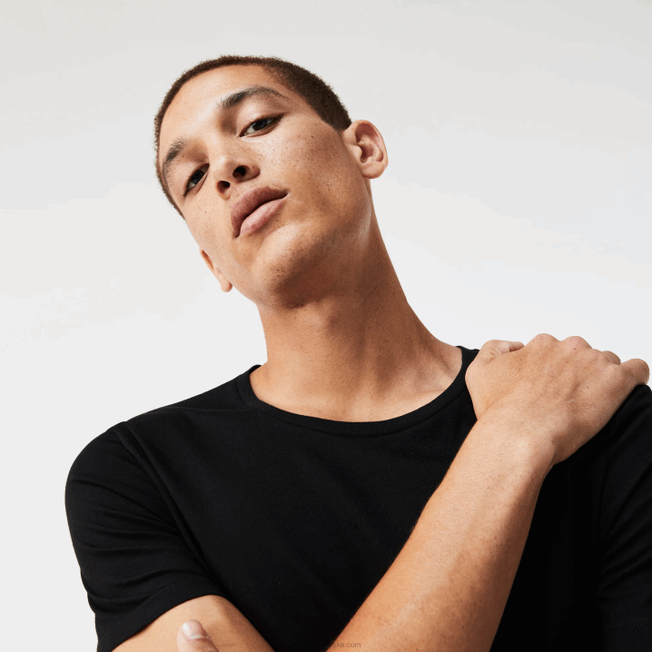 crna 031 6H4B1351 muškarci Lacoste pamučna majica s okruglim izrezom 3 kom