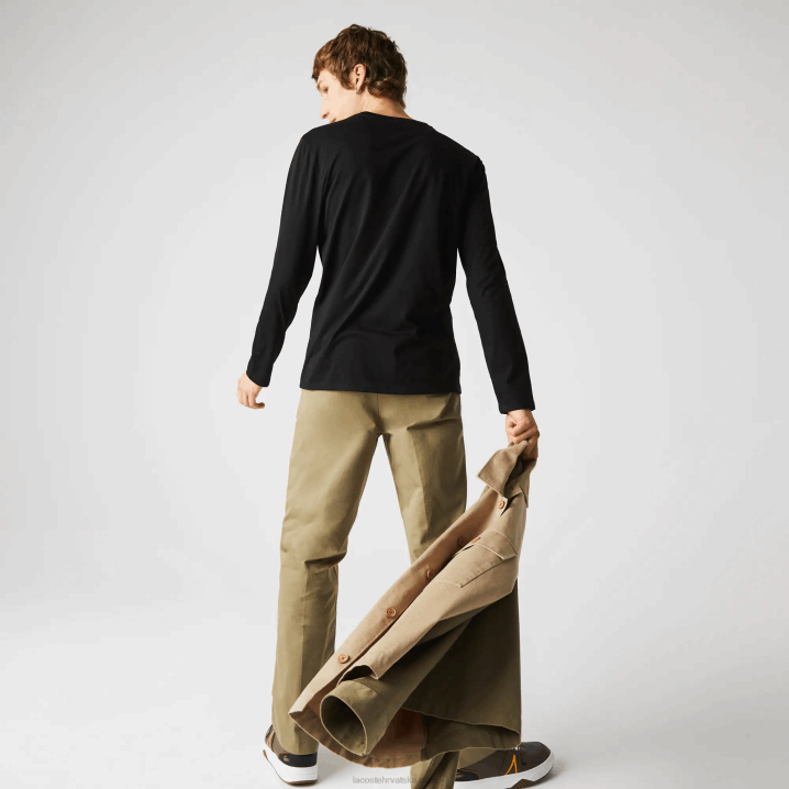 crna 031 6H4B676 muškarci Lacoste lagana majica kratkih rukava od pamučnog žerseja s v-izrezom