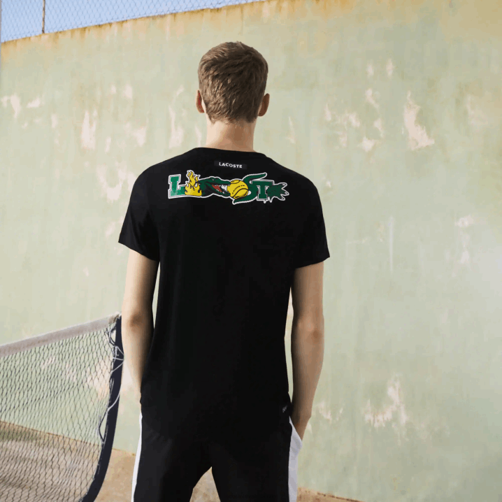 crna 031 6H4B682 muškarci Lacoste sportska teniska majica s printom krokodila