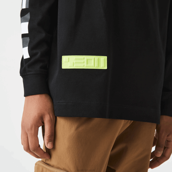 crna 031 6H4B797 muškarci Lacoste široka majica s printom