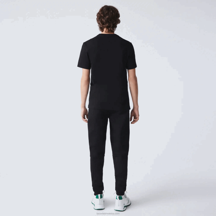 crna 031 6H4B910 muškarci Lacoste pamučna majica kratkih rukava s okruglim izrezom s markiranim trakama