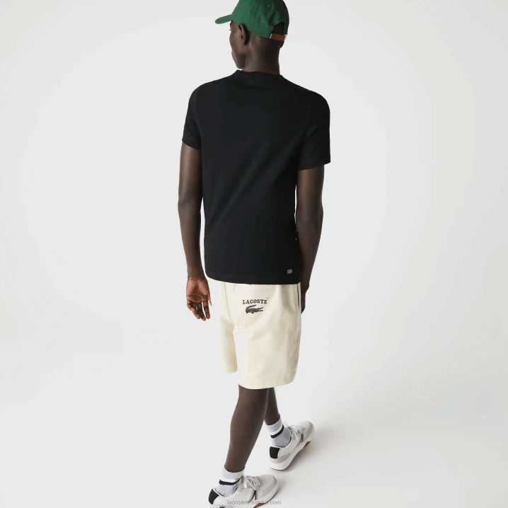 crno bijelo 258 6H4B161 muškarci Lacoste sportska majica kratkih rukava s 3d printom u obliku krokodila