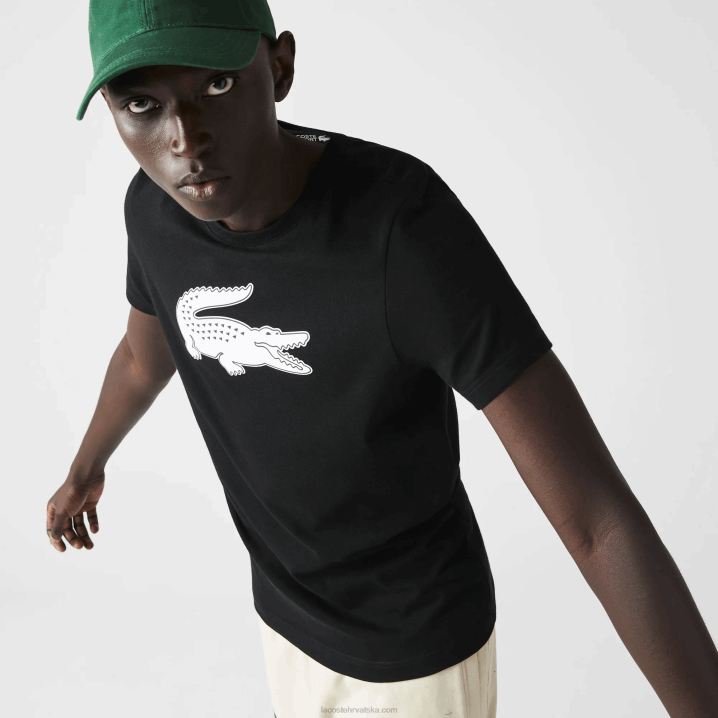 crno bijelo 258 6H4B161 muškarci Lacoste sportska majica kratkih rukava s 3d printom u obliku krokodila