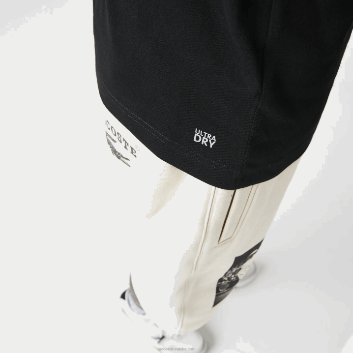 crno bijelo 258 6H4B161 muškarci Lacoste sportska majica kratkih rukava s 3d printom u obliku krokodila