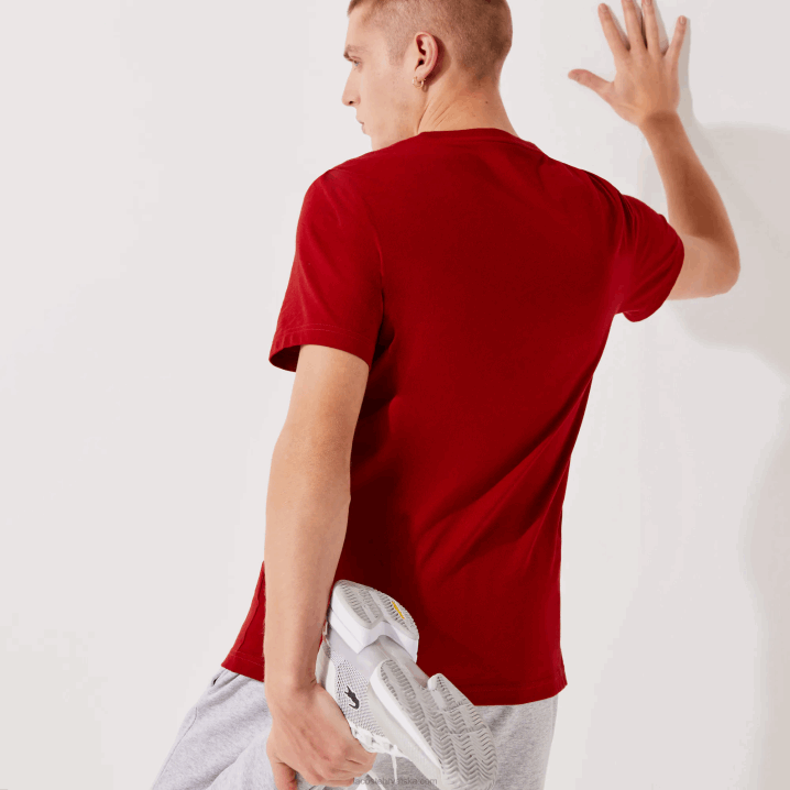 crvena 5sx 6H4B930 muškarci Lacoste prozračna majica sa sportskim printom logotipa