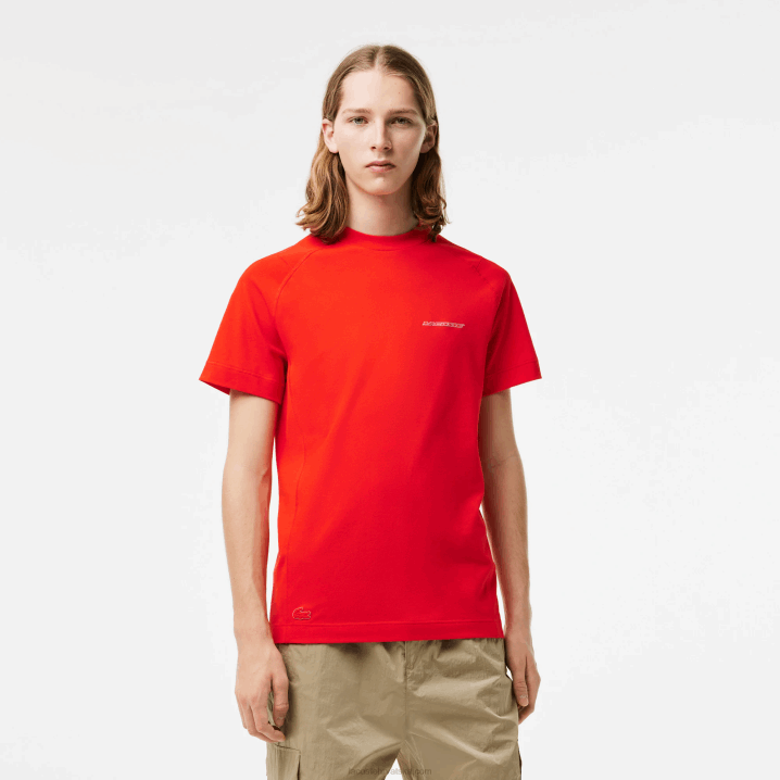 crvena s5h 6H4B121 muškarci Lacoste slim fit majica kratkih rukava od organskog pamuka