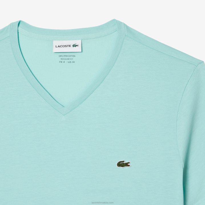 menta lgf 6H4B56 muškarci Lacoste majica s v-izrezom od pamučnog žerseja