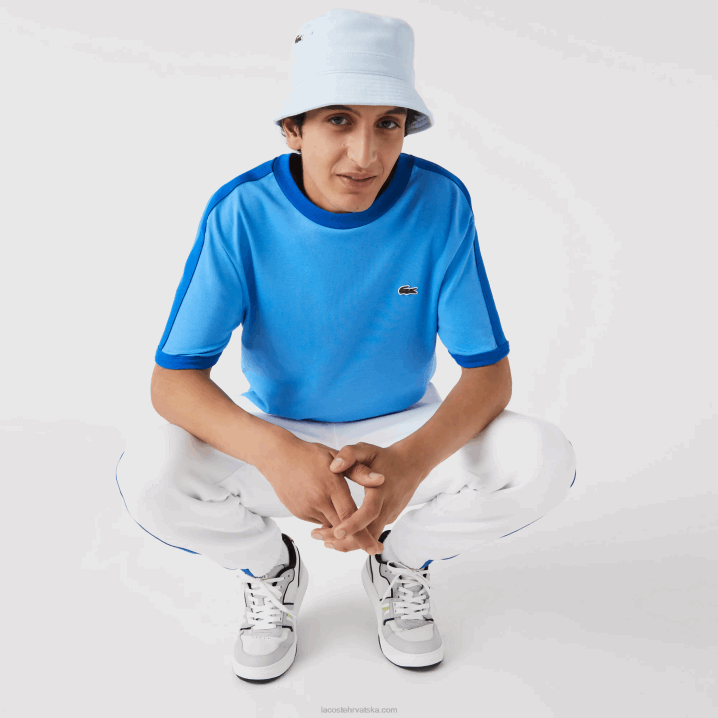 plava 4xa 6H4B856 muškarci Lacoste redovita majica kratkih rukava s kontrastnim ovratnikom