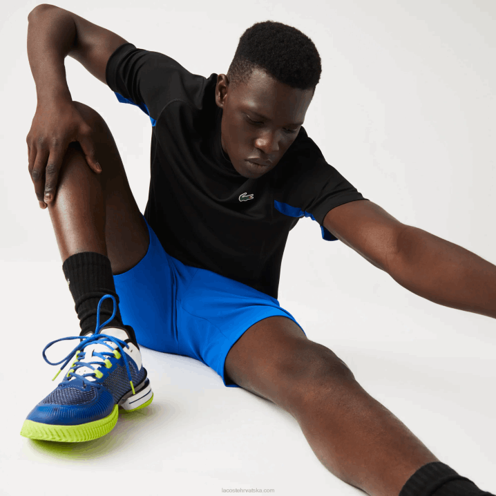 plava crna y2e 6H4B585 muškarci Lacoste sportska color-block ultra-dry pique teniska majica
