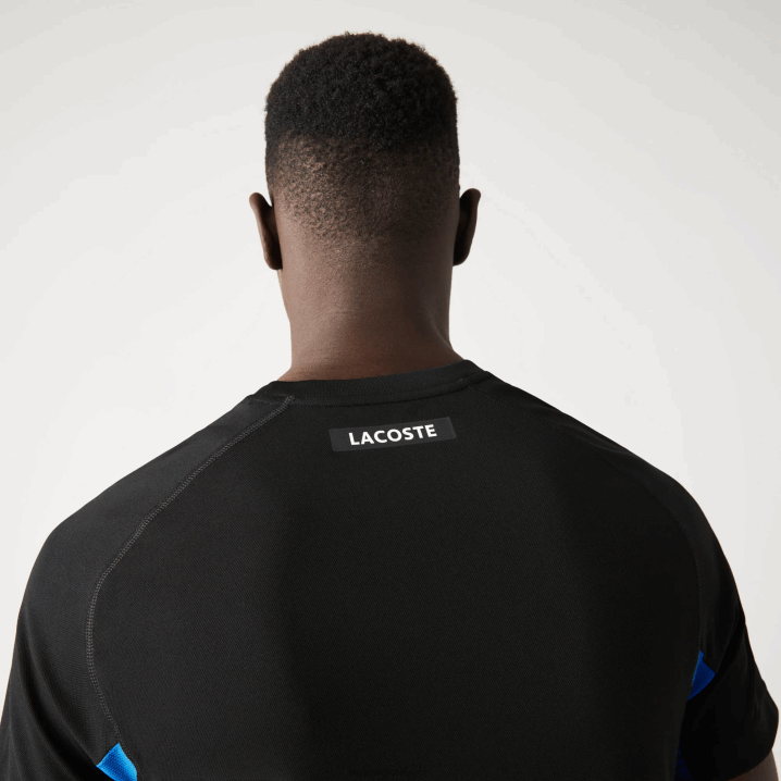 plava crna y2e 6H4B585 muškarci Lacoste sportska color-block ultra-dry pique teniska majica