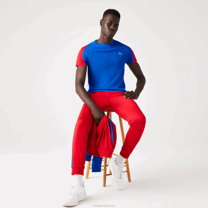 plava crvena bijela yh7 6H4B587 muškarci Lacoste sportska teniska majica s printom krokodila