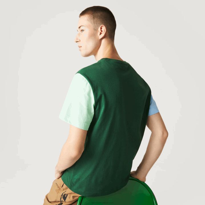 plava svijetlo zelena 8at 6H4B812 muškarci Lacoste majica kratkih rukava od pamučnog žerseja standardnog kroja