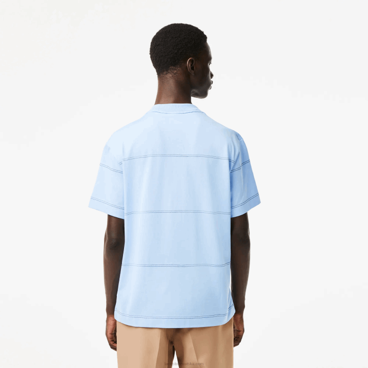 plavi hbp 6H4B183 muškarci Lacoste majica s prugama od organskog pamuka