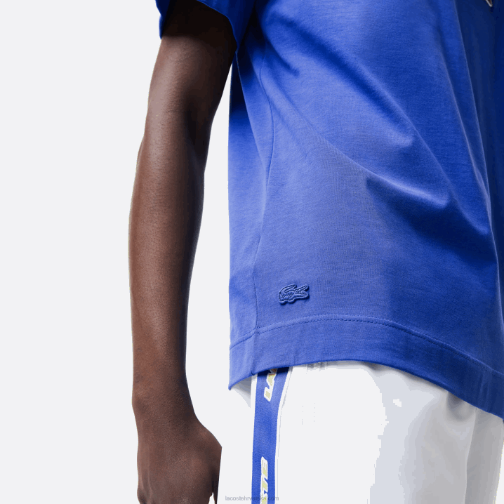 plavi k1q 6H4B742 muškarci Lacoste opuštena majica kratkih rukava s komičnim efektom