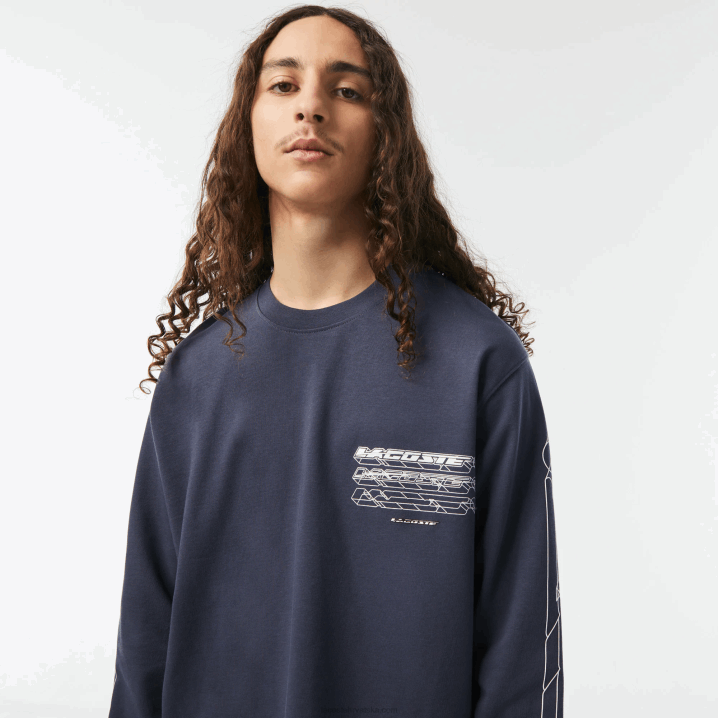 plavi kxe 6H4B176 muškarci Lacoste široka majica dugih rukava od pamučnog jerseya