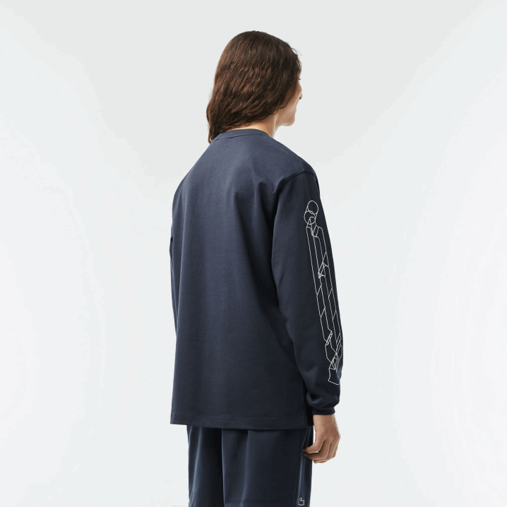 plavi kxe 6H4B176 muškarci Lacoste široka majica dugih rukava od pamučnog jerseya