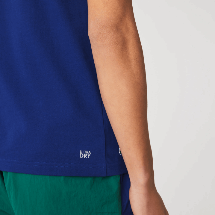 plavo bijeli gtd 6H4B794 muškarci Lacoste sportska prozračna majica s teniskim printom s okruglim izrezom