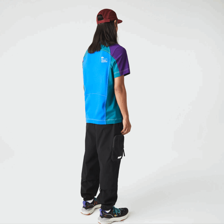 plavo zelena ljubičasta 7w6 6H4B819 muškarci Lacoste heritage regular fit color-block rastezljiva pique majica