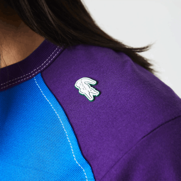 plavo zelena ljubičasta 7w6 6H4B819 muškarci Lacoste heritage regular fit color-block rastezljiva pique majica