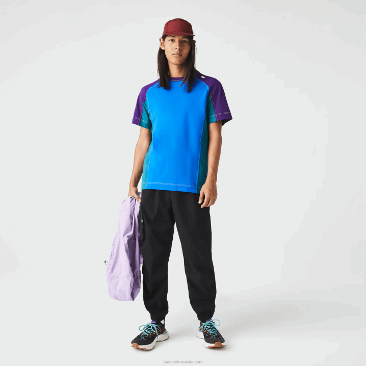 plavo zelena ljubičasta 7w6 6H4B819 muškarci Lacoste heritage regular fit color-block rastezljiva pique majica