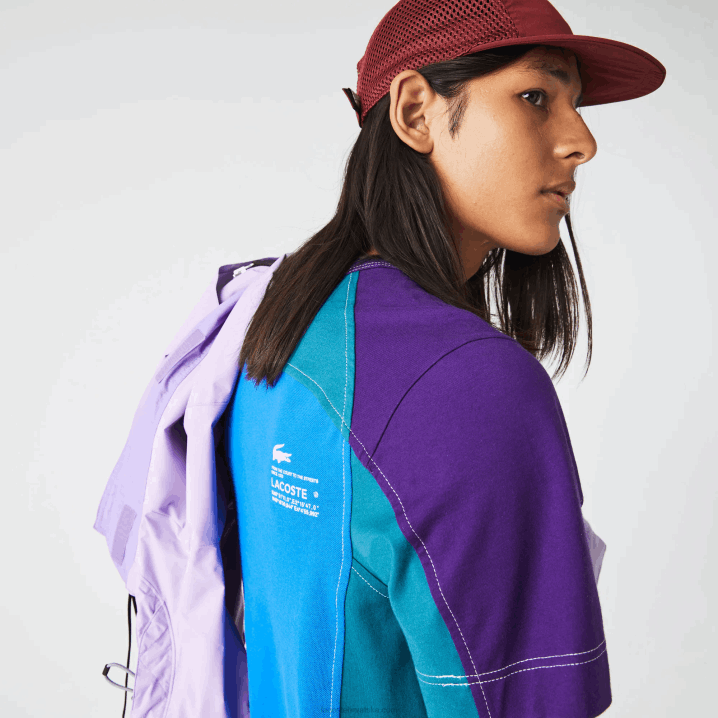 plavo zelena ljubičasta 7w6 6H4B819 muškarci Lacoste heritage regular fit color-block rastezljiva pique majica