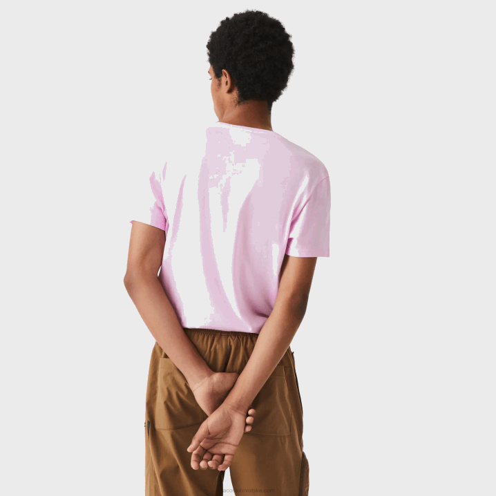 ružičasta z4h 6H4B615 muškarci Lacoste majica s v-izrezom od pamučnog žerseja