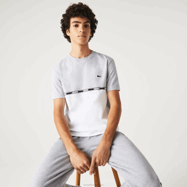 siva chine bijela mtg 6H4B831 muškarci Lacoste brendirana majica