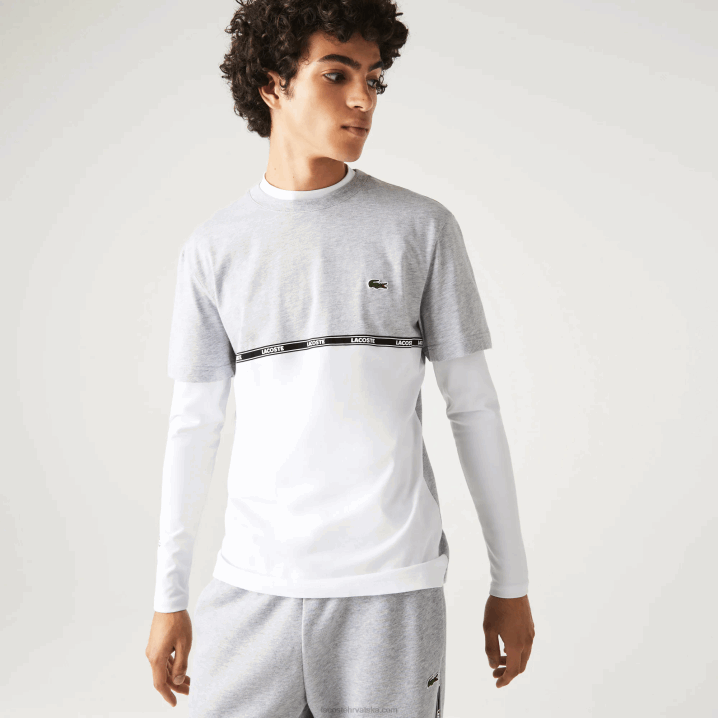 siva chine bijela mtg 6H4B831 muškarci Lacoste brendirana majica