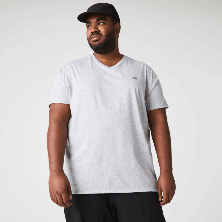 sivi chine cca 6H4B614 muškarci Lacoste majica s v-izrezom od pamučnog žerseja