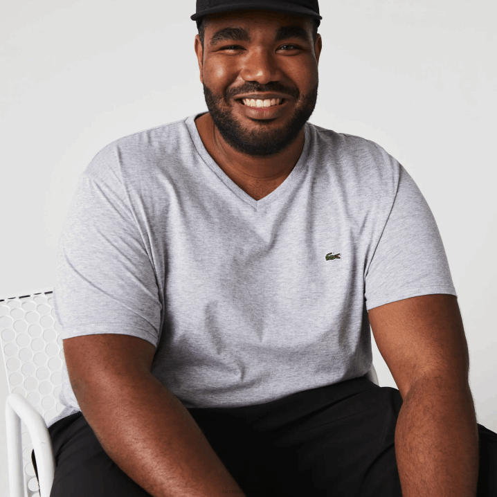 sivi chine cca 6H4B614 muškarci Lacoste majica s v-izrezom od pamučnog žerseja