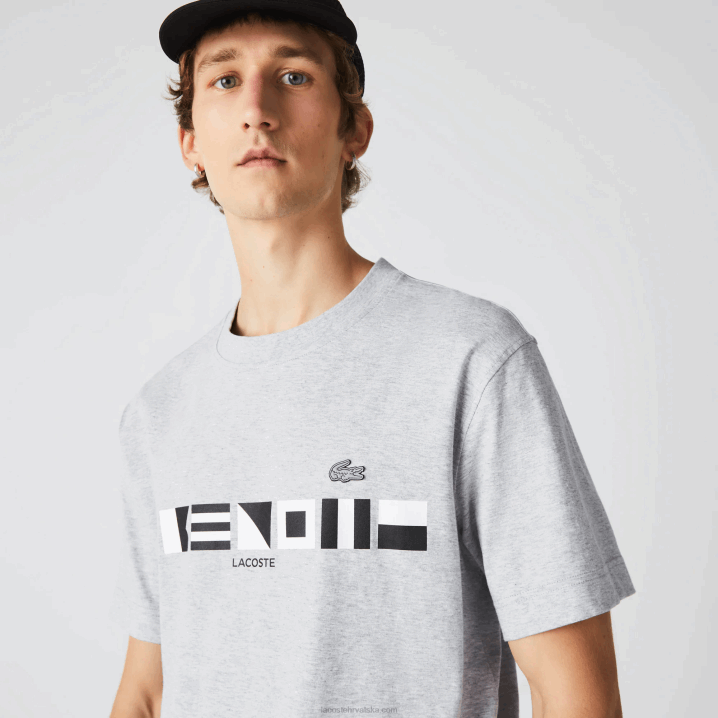 sivi chine cca 6H4B660 muškarci Lacoste majica s printom opuštenog kroja