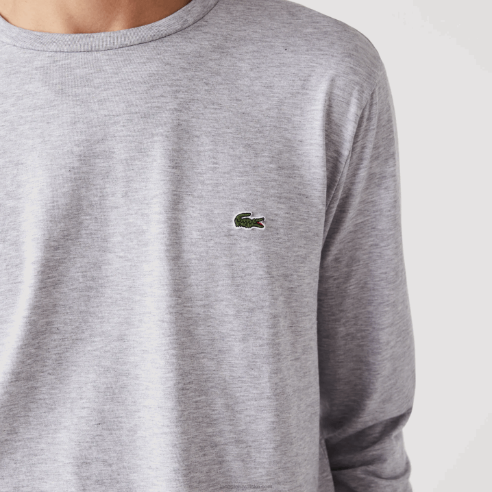 sivi chine cca 6H4B691 muškarci Lacoste majica kratkih rukava od pima pamučnog jerseya s okruglim izrezom