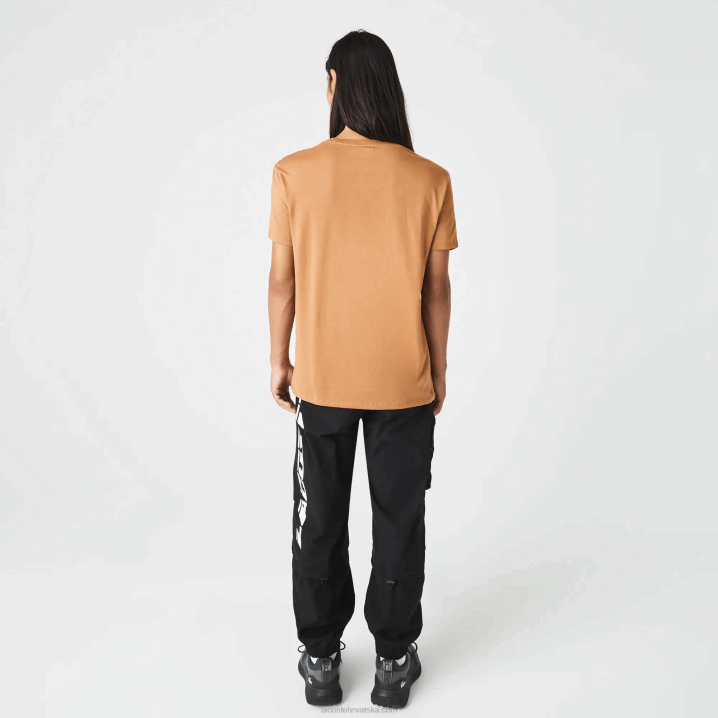 smeđa z0w 6H4B902 muškarci Lacoste majica kratkih rukava od pima pamučnog jerseya s okruglim izrezom