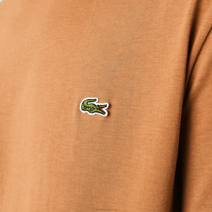 smeđa z0w 6H4B902 muškarci Lacoste majica kratkih rukava od pima pamučnog jerseya s okruglim izrezom