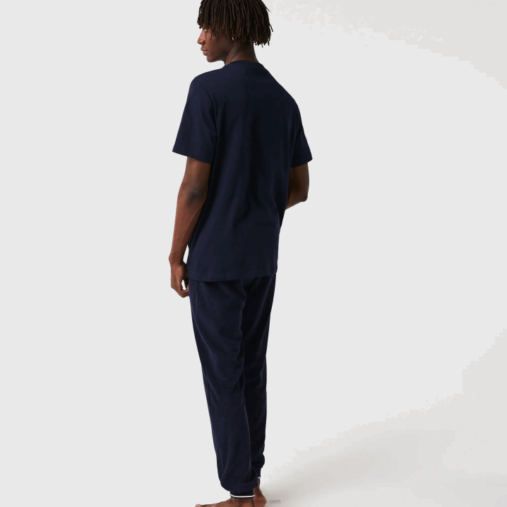 tamnoplava 166 6H4B1344 muškarci Lacoste pamučna salonska majica s krokodilskim izrezom od velura