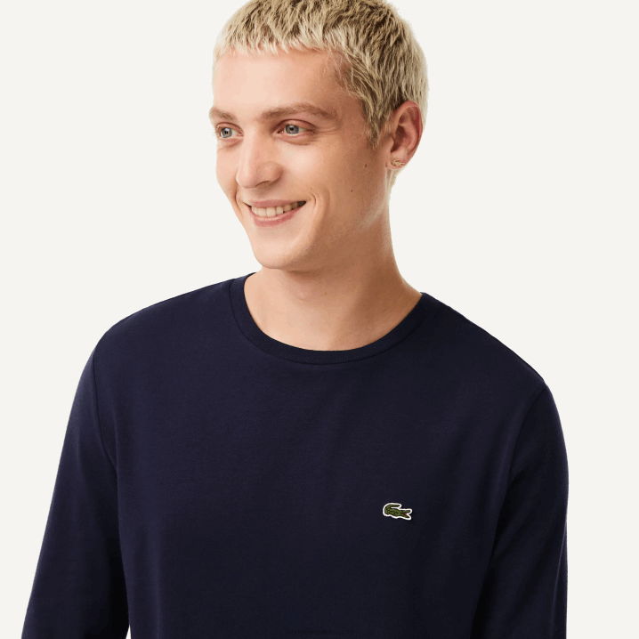 tamnoplava 166 6H4B688 muškarci Lacoste majica kratkih rukava od pima pamučnog jerseya s okruglim izrezom